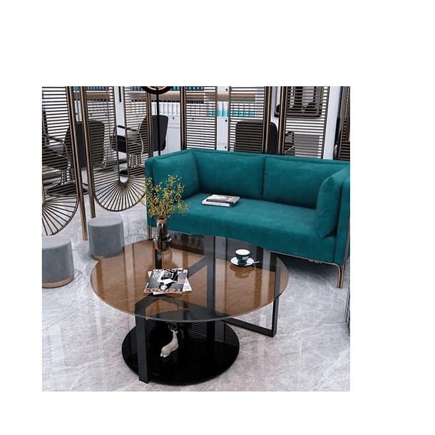 Mesa De Centro Redonda Vidrio Ahumado Moderna 60cm Negro 3