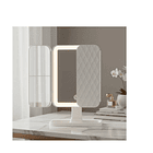 Espejo de Maquillaje triple plegable con luz led y Aumento marco blanco  2