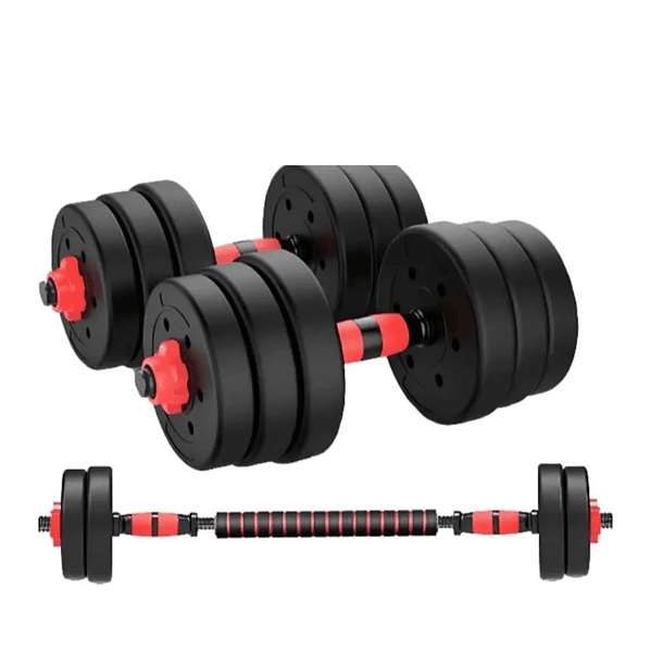 Set De Mancuerna De 30kilo Pvc Excelente Calidad Negro
