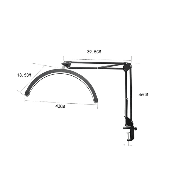 Lámpara Led Media Luna 42cm Soporte Brazo Manicura Cejas 2