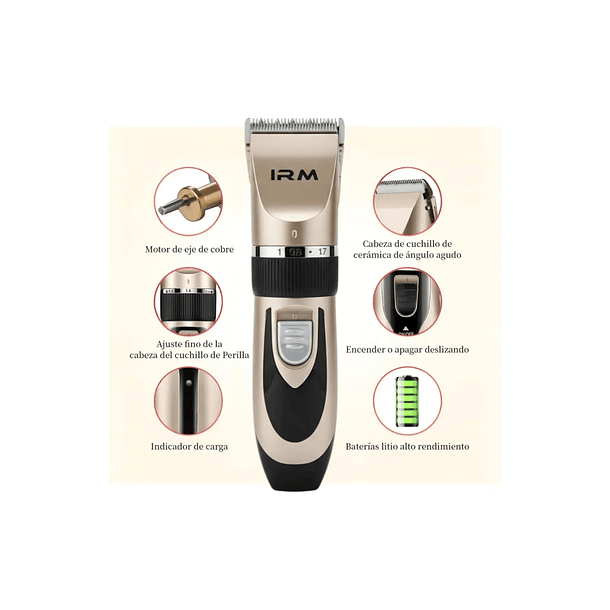 Maquina De Cortar Pelo Para Perros Mascotas Inalámbrica Irm Dorado Oscuro 4
