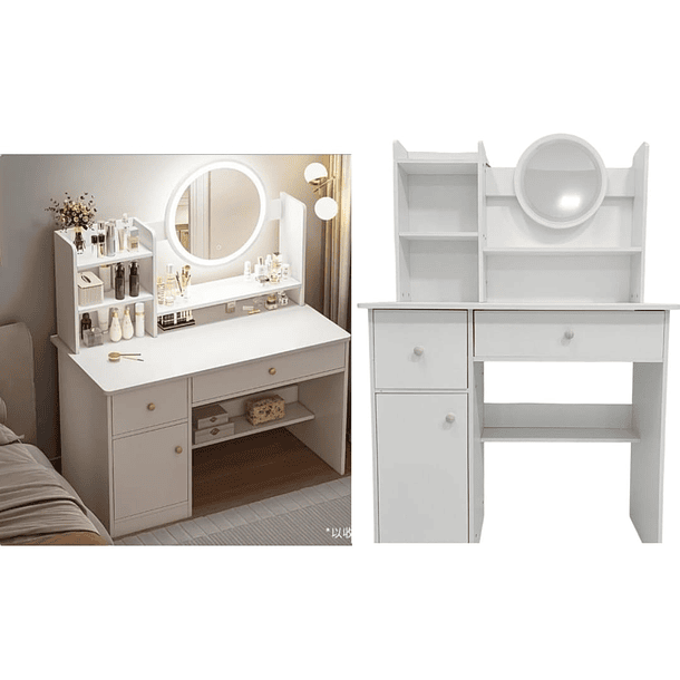 Tocador Moderno Con Espejo Led Iluminado 100x40x128 2