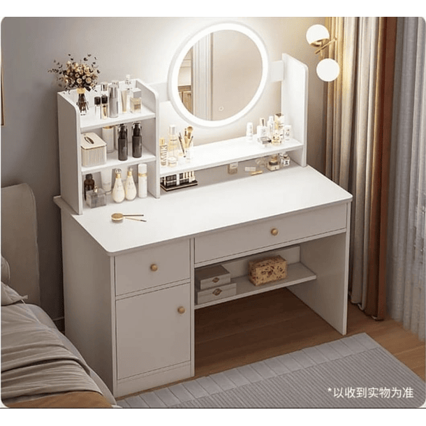 Tocador Moderno Con Espejo Led Iluminado 100x40x128 3