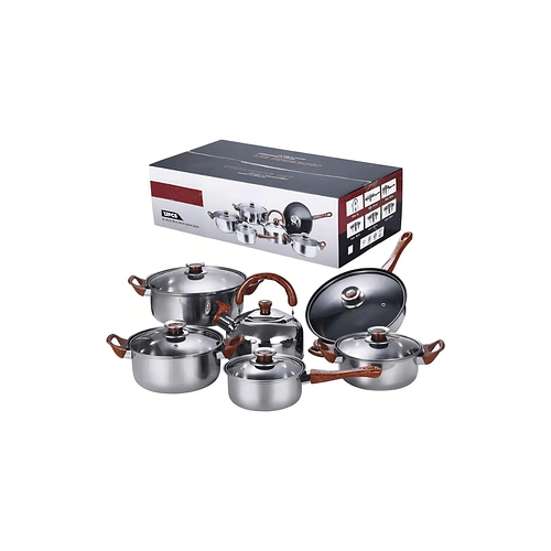 Batería Acero Inoxidable 12 Piezas Plateada Acero