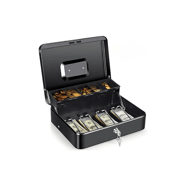 Caja Fuerte De Seguridad Metálica Para Dinero Con Llaves Color Negro 2
