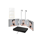 Espejo Triple Con Led Para Auto Corte Barberia Peluqueria Negro 1