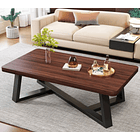 Mesa auxiliar de madera con base abstracta y forma rectangular  1