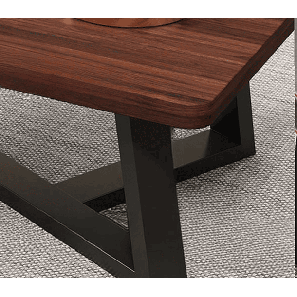 Mesa auxiliar de madera con base abstracta y forma rectangular  2