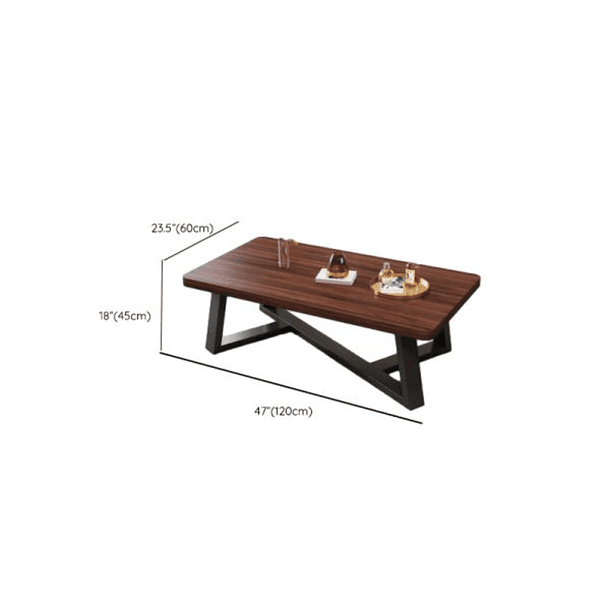 Mesa auxiliar de madera con base abstracta y forma rectangular  4