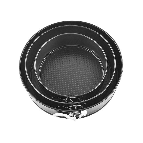 Set 3 Moldes Desmontables Para Queque Bizcochos Repostería Negro 2