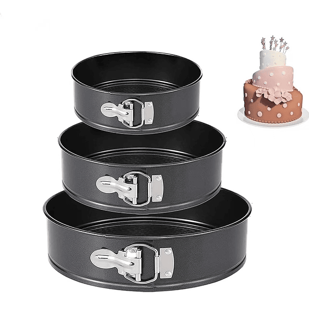 Set 3 Moldes Desmontables Para Queque Bizcochos Repostería Negro 1