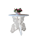 Mesa De Centro Auxiliar Decorativa Con Diseño De Mariposa Blanco 1