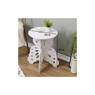 Mesa De Centro Auxiliar Decorativa Con Diseño De Mariposa Blanco 4