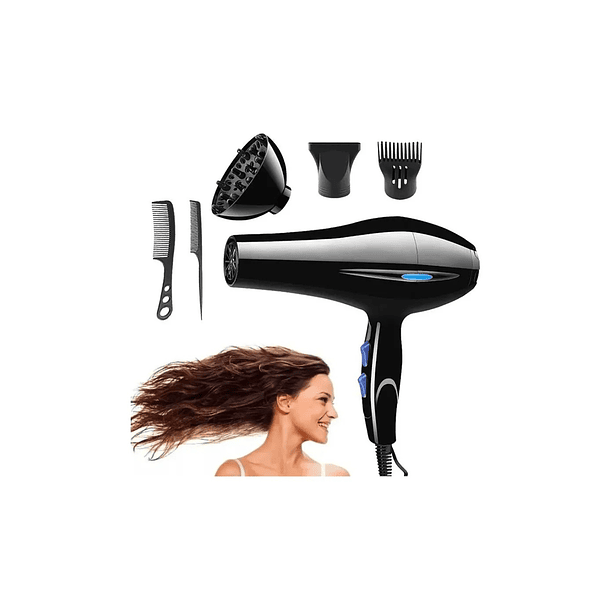 Secador De Cabello Profesional 4 Velocidades Voluminizador Negro 5