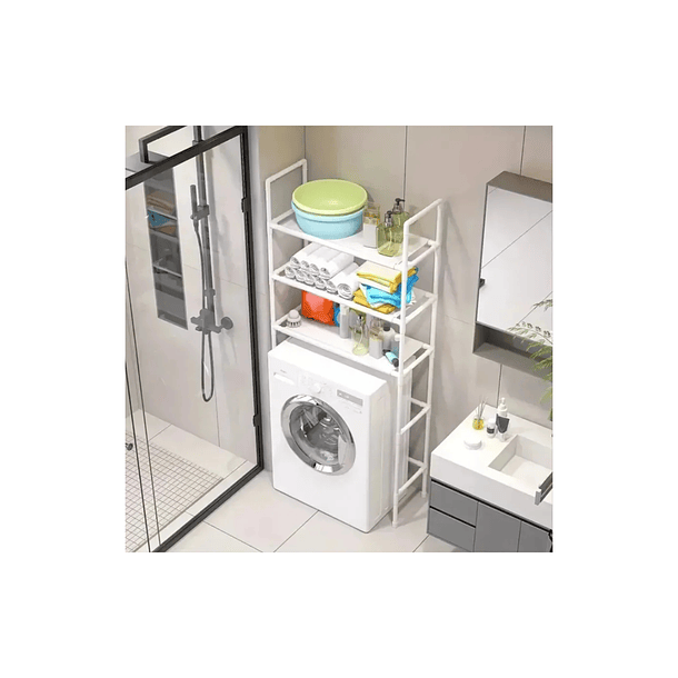 Estante Baño Estante Lavadora Blanco 3 Niveles MultifuncionaL 5