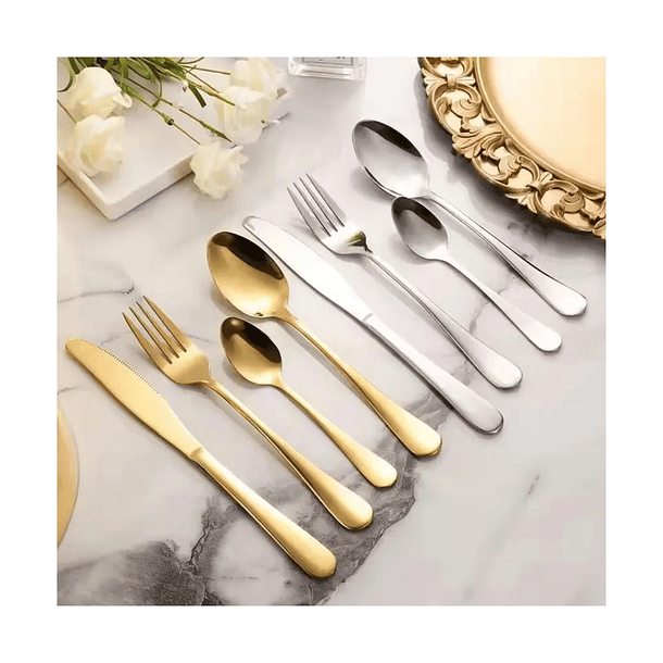 Juego De Cubiertos Set 24 Piezas Acero Inoxidable 4