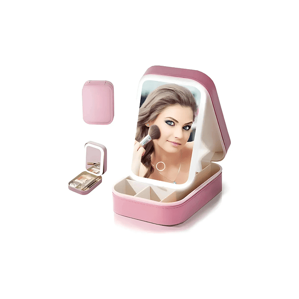 Cosmetiquero Organizado Maquillaje Espejo Y Luz Led Portátil Colores 1