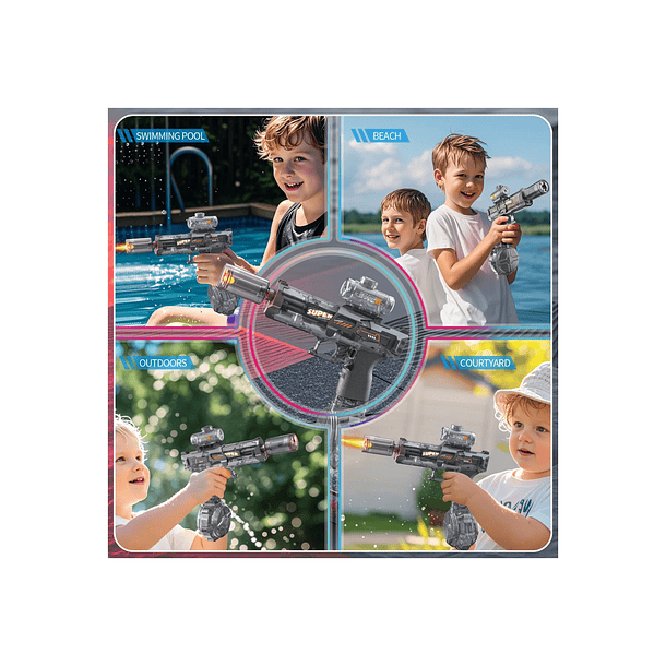 juguete  De Agua Eléctrica Recargable Alta Precisión Juguete Negro 3