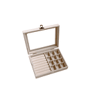 Joyero H&D Beige 9 Cajones Acrílico y Franela para Collares y Anillos 1