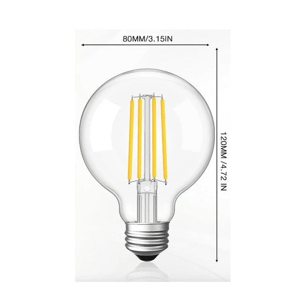 Ampolleta LED Filamento Vintage G95 6W Cálida E27 2