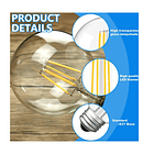 Ampolleta LED Filamento Vintage G95 6W Cálida E27 3