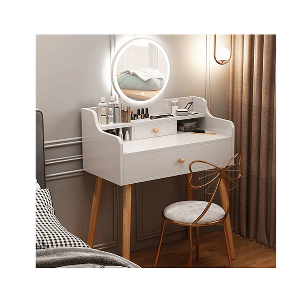 Tocador Moderno con Espejo LED y Cajones - 60x60x120 cm - Ideal para Dormitorio 3
