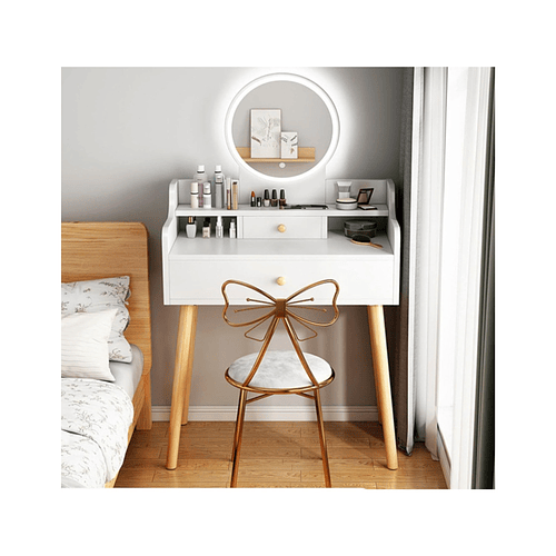 Tocador Moderno con Espejo LED y Cajones - 60x60x120 cm - Ideal para Dormitorio