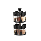 Especiero Giratorio 2 Niveles + Set 12 Piezas Condimenteros Negro 4