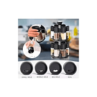 Especiero Giratorio 2 Niveles + Set 12 Piezas Condimenteros Negro 6