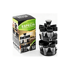 Especiero Giratorio 2 Niveles + Set 12 Piezas Condimenteros Negro 1