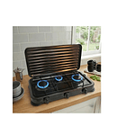 Cocina A Gas Encimera 3 Platos Negro Con Tapa Negro 3