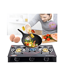 Cocina A Gas Encimera De Vidrio Templado 3 Quemadores Color Negro 1