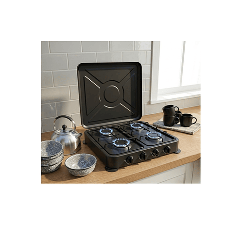 Cocinilla A Gas 4 Platos Con Tapa Protectora Hogar/camping