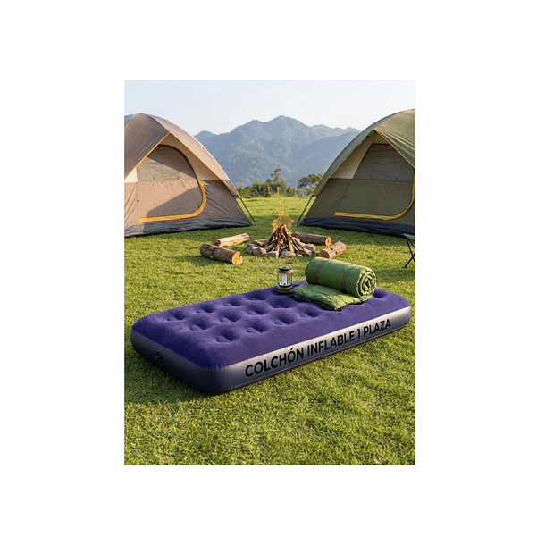 Colchón Inflable De 1 Plaza Comodidad Portátil 191x76x22 Cm Azul 4