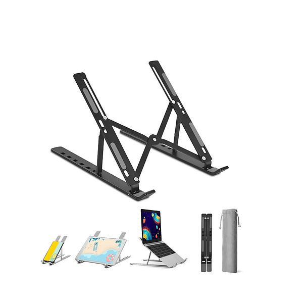 Soporte Notebook Aluminio Portatil Ajustable Y Plegable 1