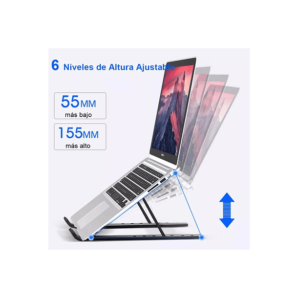 Soporte Notebook Aluminio Portatil Ajustable Y Plegable 5