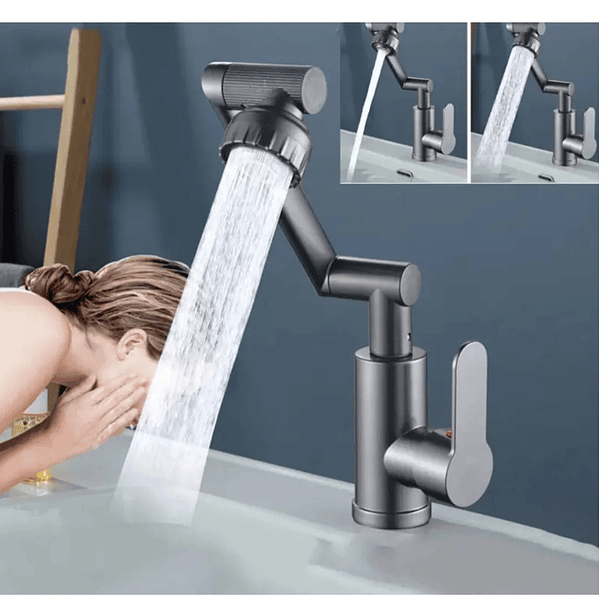 Llave Mezcladora De Cocina Con Brazo Mecánico Articulado | Rotación Universal | Gran Caudal | Acero Inoxidable Mate | Ideal Para Lavaplatos Modernos 4