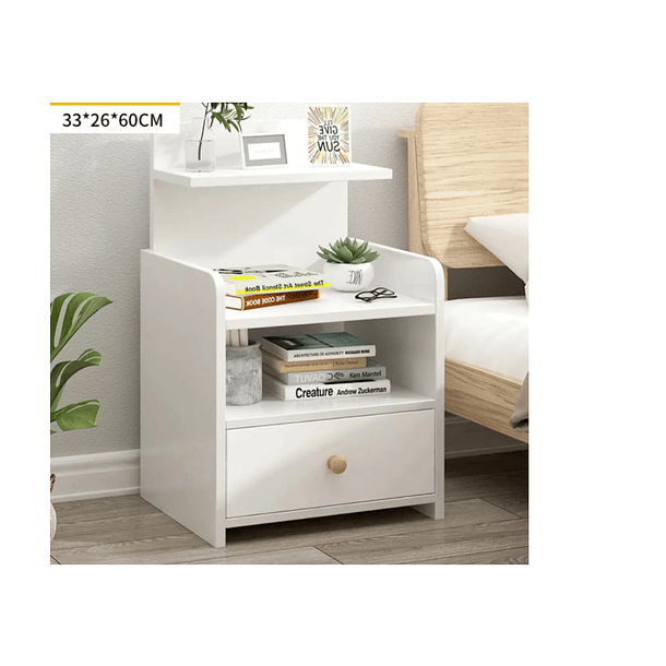 Mesa De Noche clásica con cajon blanco para dormitorio  3