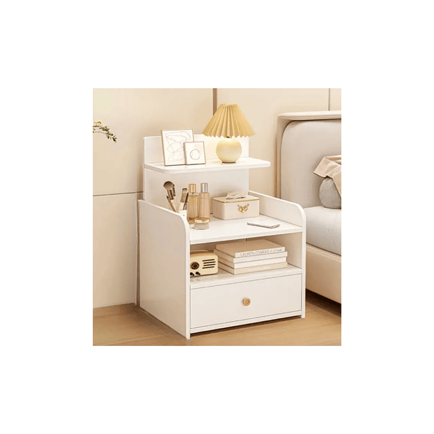 Mesa De Noche clásica con cajon blanco para dormitorio  2
