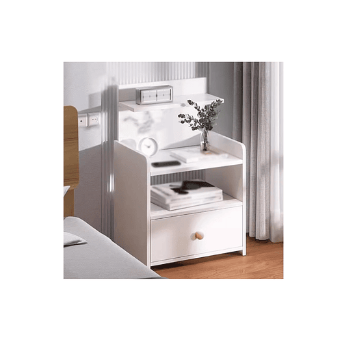 Mesa De Noche clásica con cajon blanco para dormitorio 