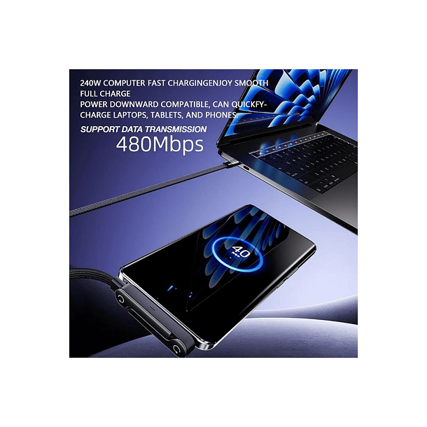 Cable De Carga Rápida USB A Tipo C | 6A 66W Super Charge | Diseño Reforzado Antidoblez | Carga Y Datos De Alta Velocidad | Compatible Con Carga Turbo 4