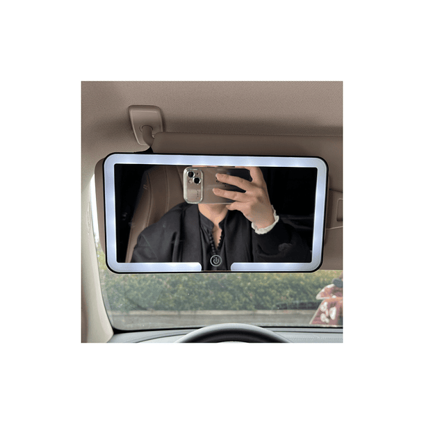 Espejo Led Para Auto Visera 3 Modos De Luz Carga Usb 5