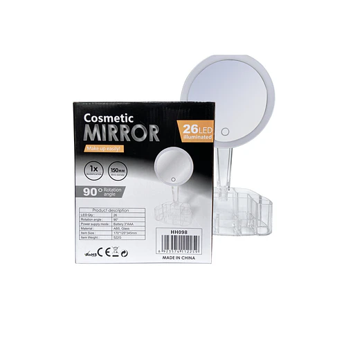 Espejo Maquillaje Led + Organizador De Cosméticos Integrado