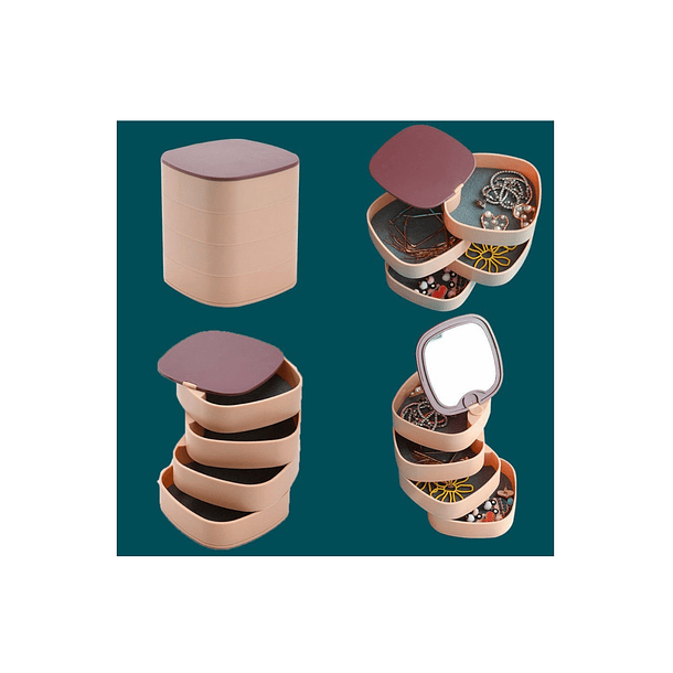 Organizador De Joyas 4 Niveles - Joyero 360o Con Espejo 2