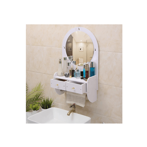 Repisa Organizadora De Baño Con Espejo Y Cajones 2