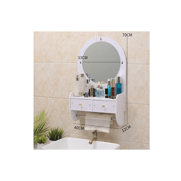 Repisa Organizadora De Baño Con Espejo Y Cajones 4