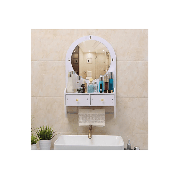Repisa Organizadora De Baño Con Espejo Y Cajones 5