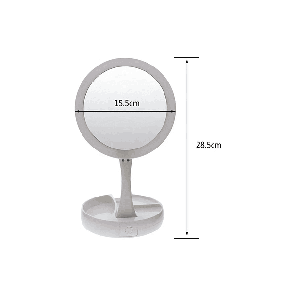 Espejo Con Luz Led Para Maquillaje Plegable + Aumento 2