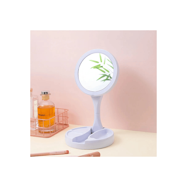 Espejo Con Luz Led Para Maquillaje Plegable + Aumento 3