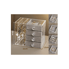 Joyero Organizador Premium | Acrílico Transparente Y Felpa | 4 Cajones + 2 Paneles Laterales | Exhibidor De Aros, Anillos Y Collares 3